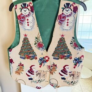 Tailor Vintage Festive Green and Cream Vest